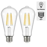 Pack 2 Ampolletas Led Fil 5 W E27 600 lm Luz Neutro