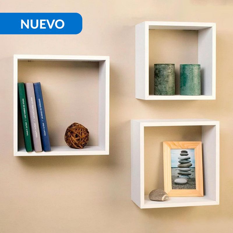 JUST HOME COLLECTION - Set de Repisas Melamina 3 Nivel(es) 30x30x11.7 cm Blanco