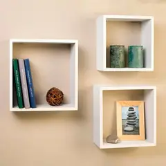 JUST HOME COLLECTION - Set 3 Repisas Melamina 3 Nivel(es) 30x30x11.7 cm Blanco