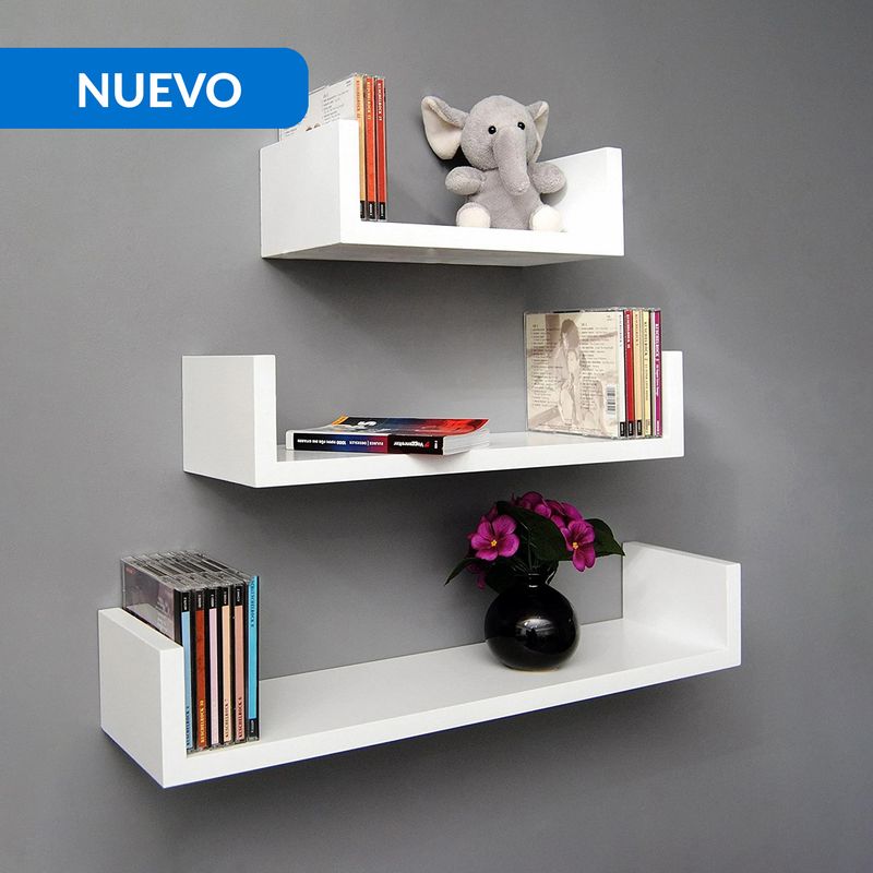 JUST HOME COLLECTION - Set de Repisas Melamina 3 Nivel(es) 42x42x9.8 cm Blanco