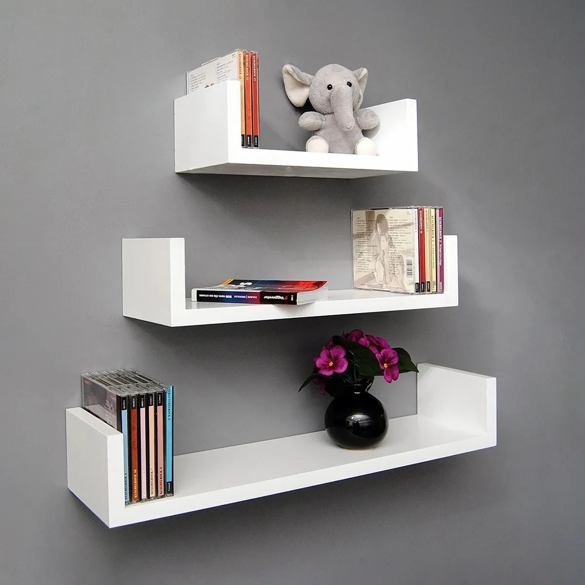 JUST HOME COLLECTION - Set 3 Repisas Melamina 3 Nivel(es) 42x42x9.8 cm Blanco