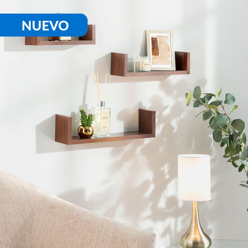 JUST HOME COLLECTION - Set de Repisas Melamina 3 Nivel(es) 42x42x9.8 cm Walnut