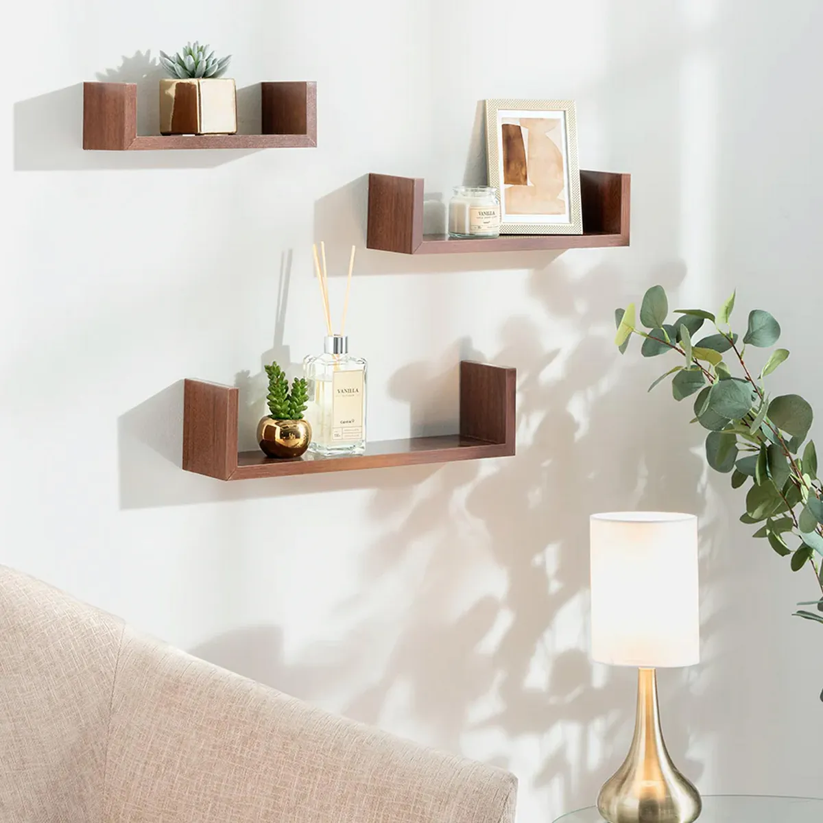 JUST HOME COLLECTION - Set 3 Repisas Melamina 3 Nivel(es) 42x42x9.8 cm Walnut