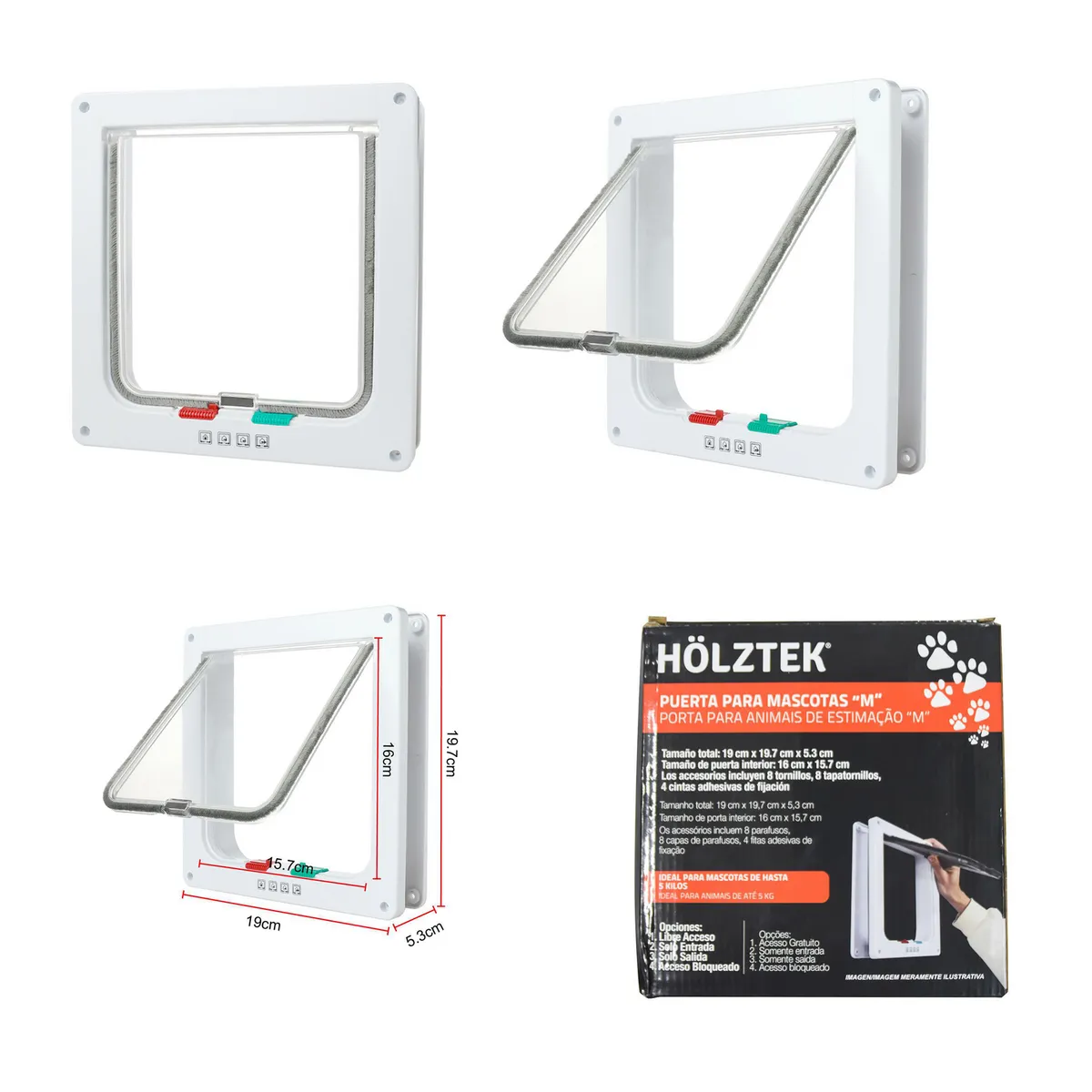 HOLZTEK - Puerta para Mascotas M