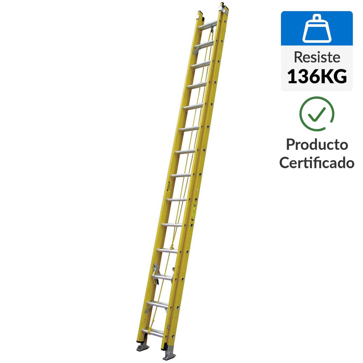 UBERMANN - Escalera De extensión Fibra de Vidrio 7.78 m 28 Peldaños
