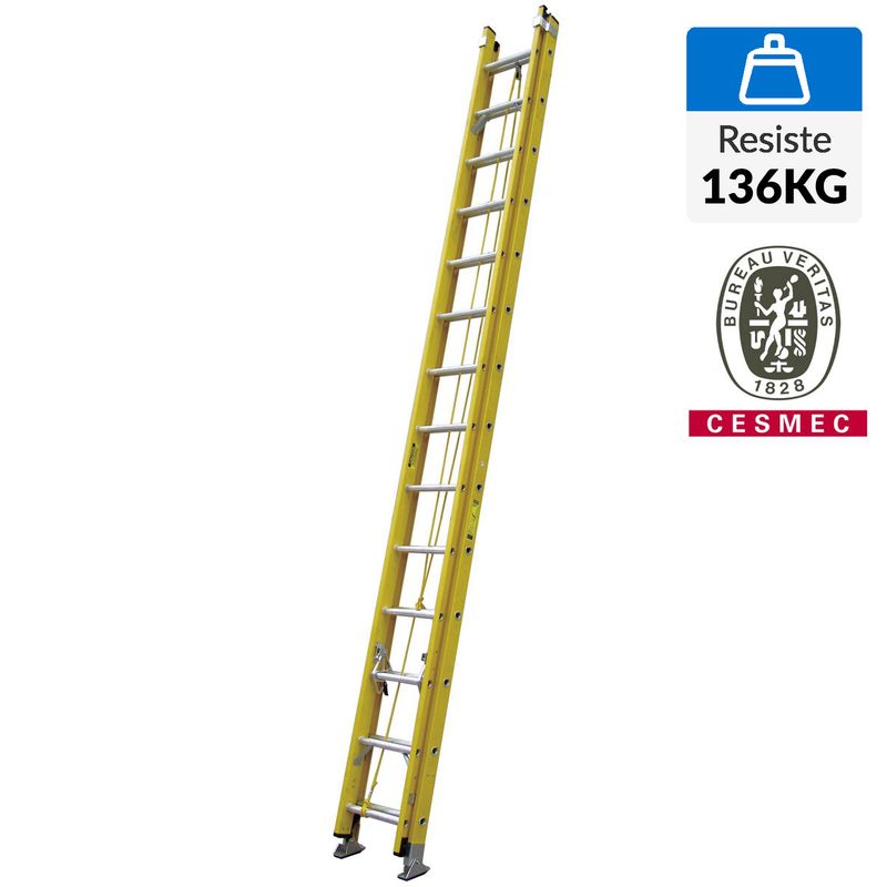 UBERMANN - Escalera Telescópica Fibra de Vidrio 7.79 m 28 Peldaños