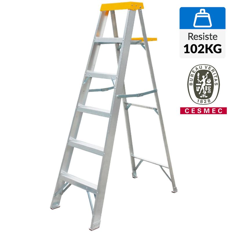 BAUKER - Escalera De tijera Aluminio 1.88 m 5 Peldaños