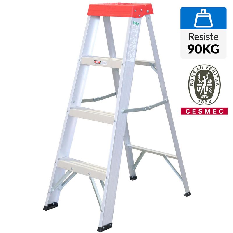 BAUKER - Escala De tijera Aluminio 116 cm 3 Peldaños