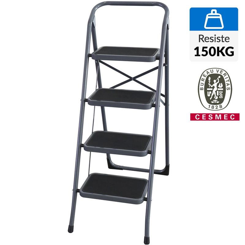 BAUKER - Silla escalera De tijera Acero 1.33 m 4 Peldaños