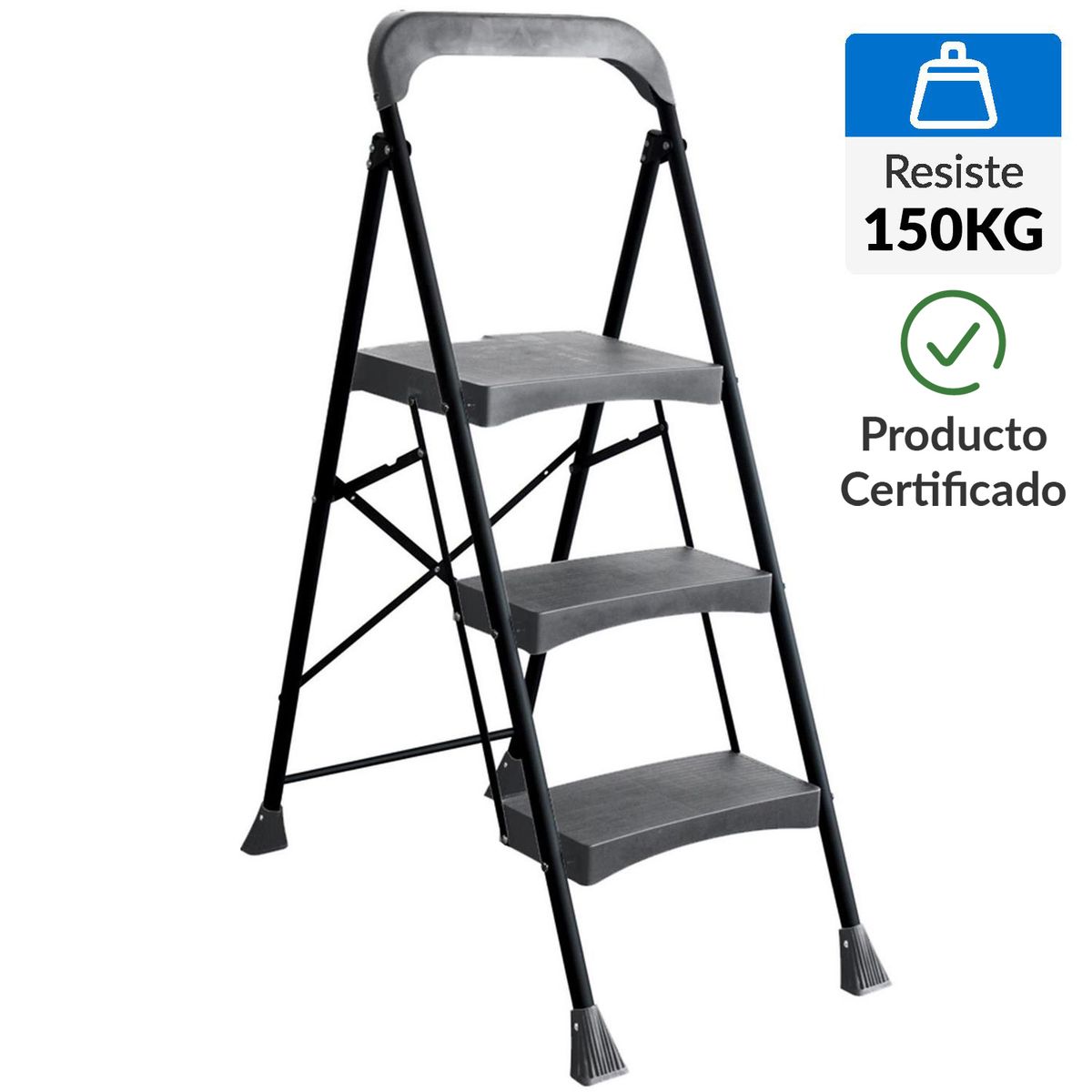 UBERMANN - Escalera De tijera Acero 1.3 m 3 Peldaños