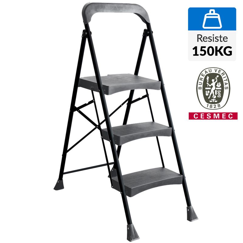 UBERMANN - Escalera De tijera Acero 116 cm 3 Peldaños