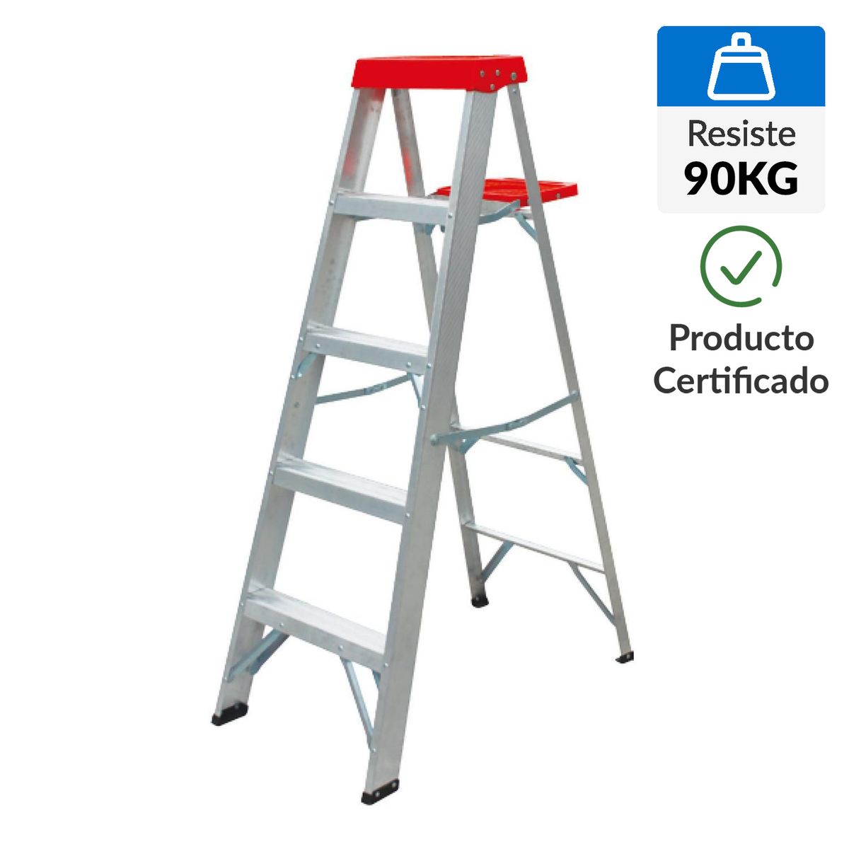 Escalera De tijera Aluminio 1.57 m 4 Peldaños, marca BAUKER - Foto Principal