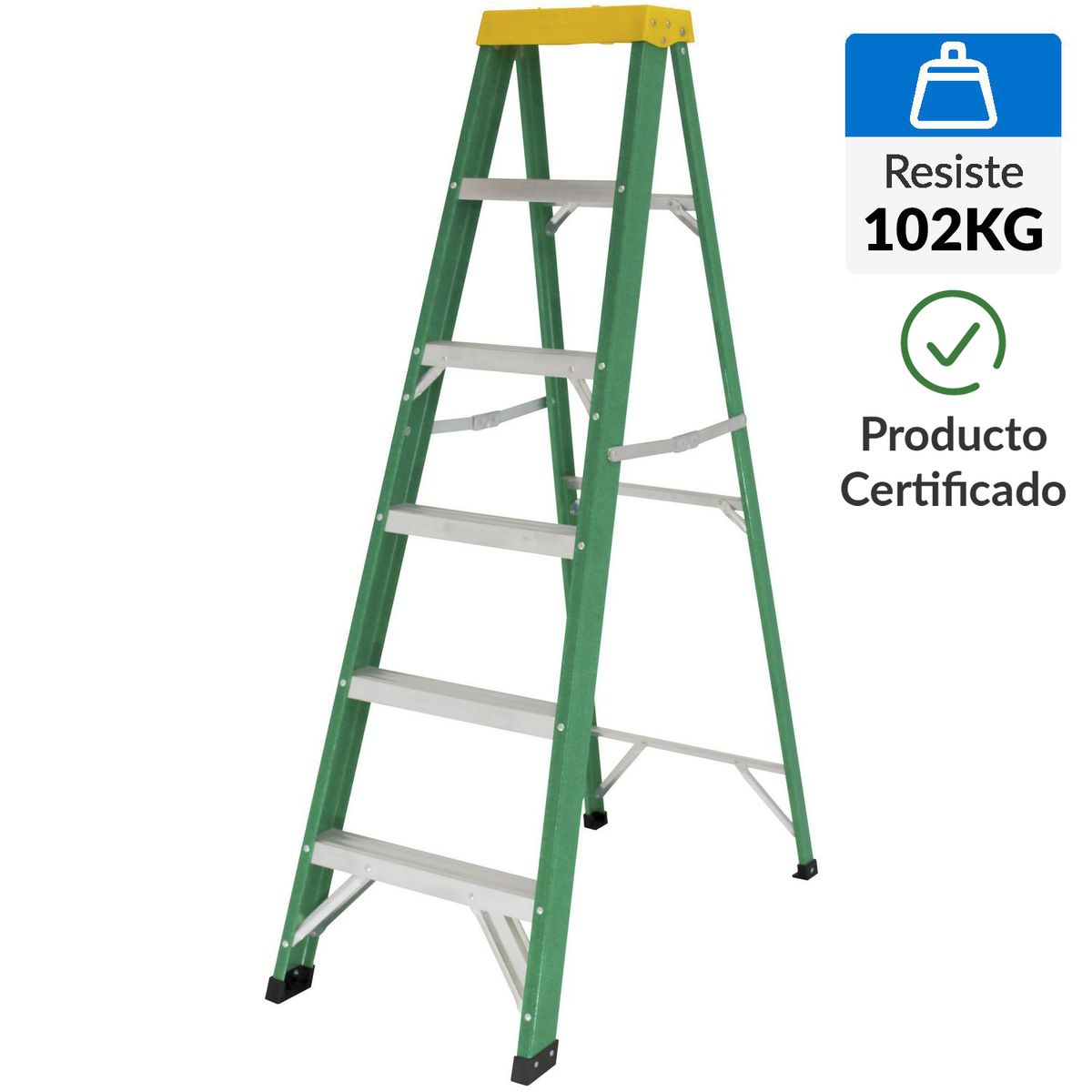 UBERMANN - Escalera De tijera Fibra de Vidrio 1.87 m 5 Peldaños