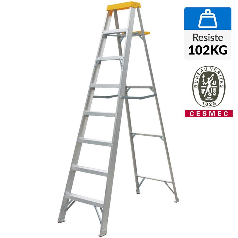 BAUKER - Escalera De tijera Aluminio 2.49 m 7 Peldaños
