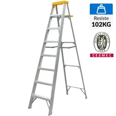 BAUKER - Escalera De tijera Aluminio 2.49 m 7 Peldaños