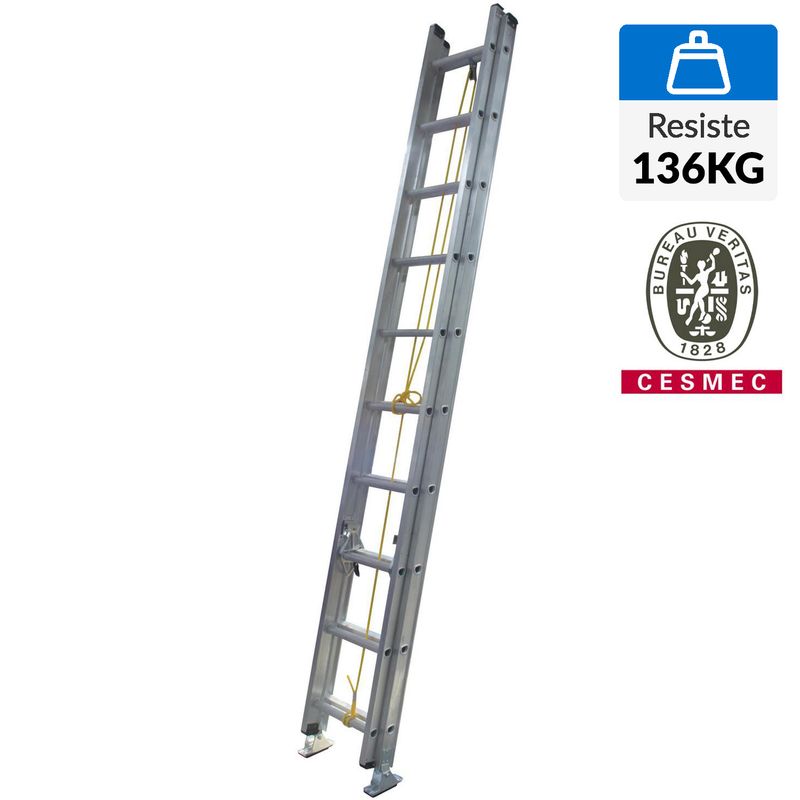 UBERMANN - Escalera De extensión Aluminio 5.26 m 20 Peldaños