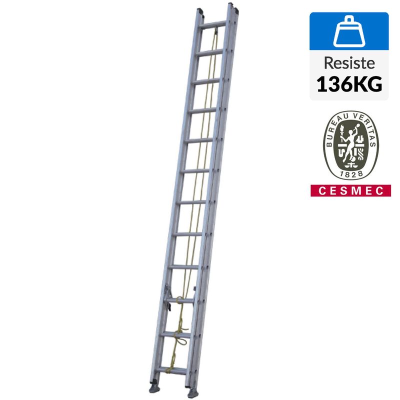 UBERMANN - Escalera De extensión Aluminio 6.485 m 24 Peldaños