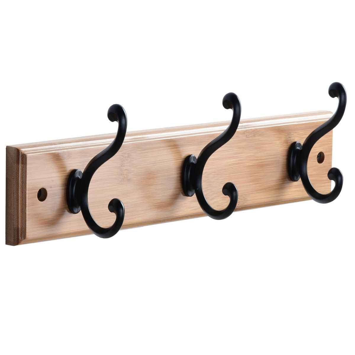 JUST HOME COLLECTION - Perchero 3 Perchas Bambú Negro/café