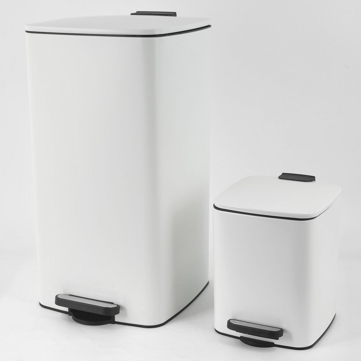 JUST HOME COLLECTION - Set Basureros Metálicos 30 L/5 L Blanco