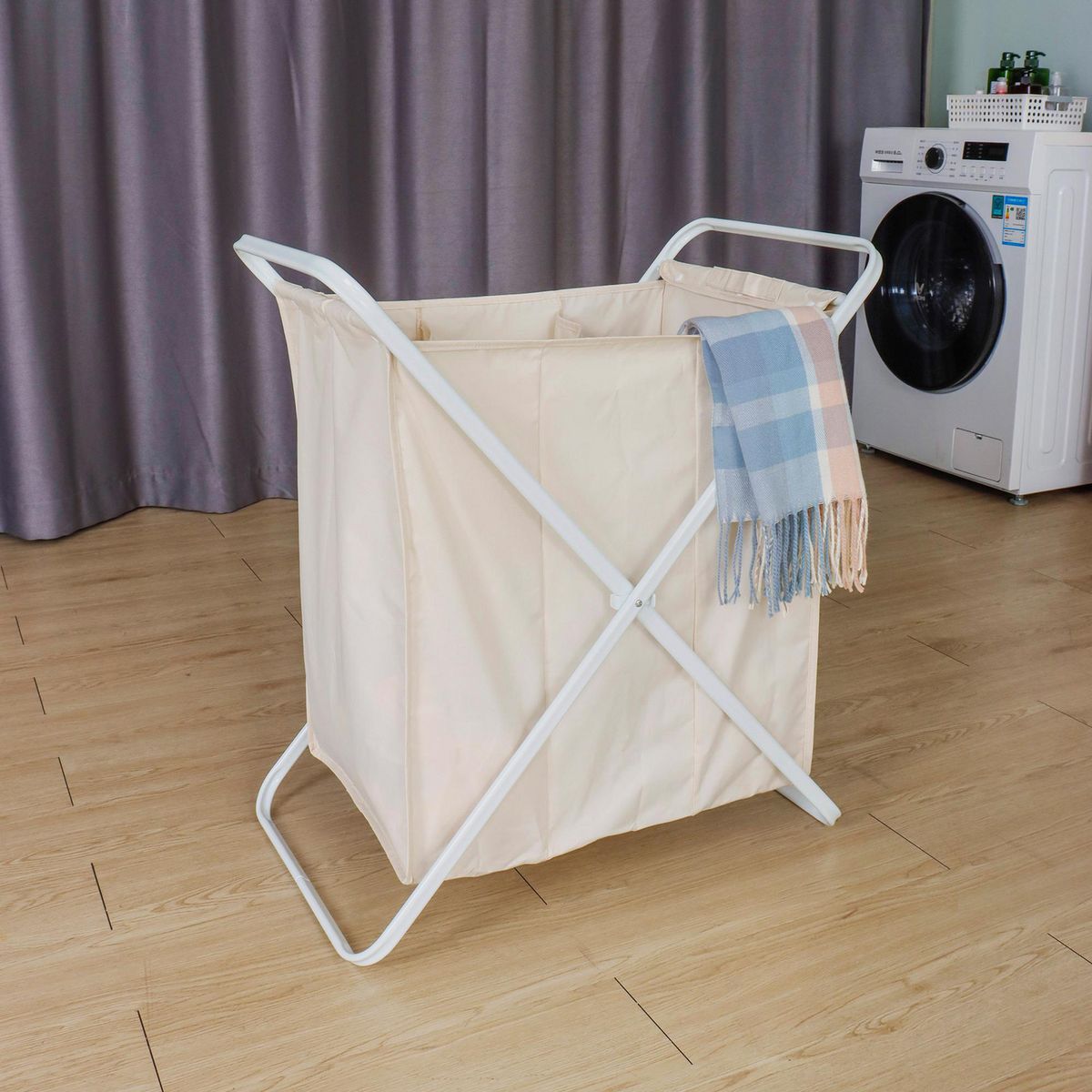 KLEINE WOLKE - Cesto de ropa plegable crema 110 l