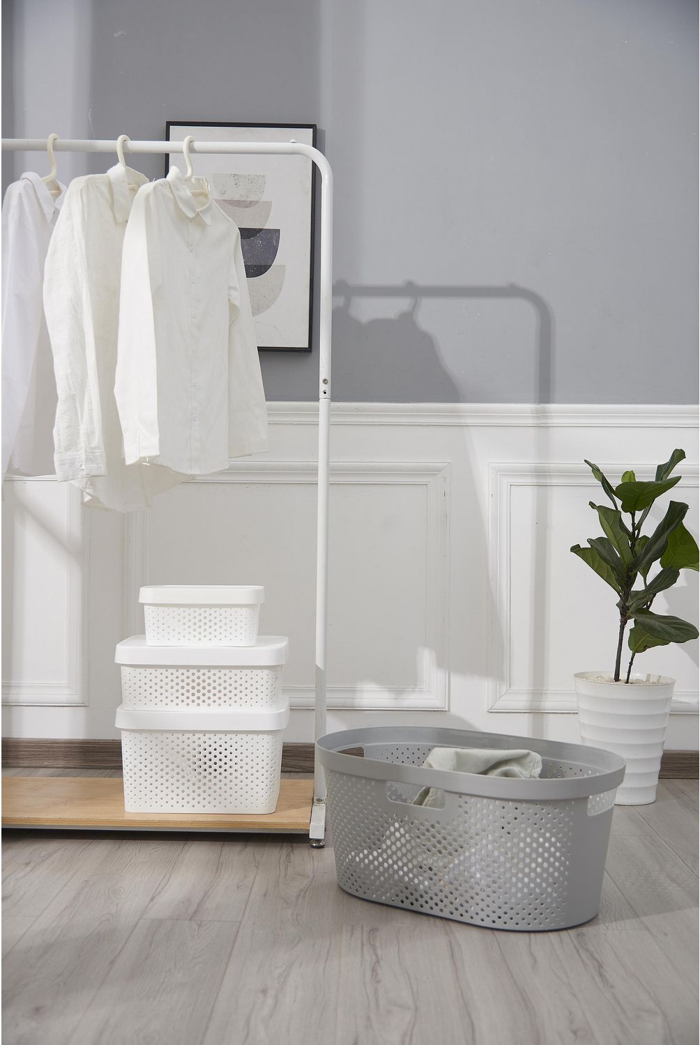 KLEINE WOLKE - Cesto de Ropa 59x27x38 cm 40 l Gris