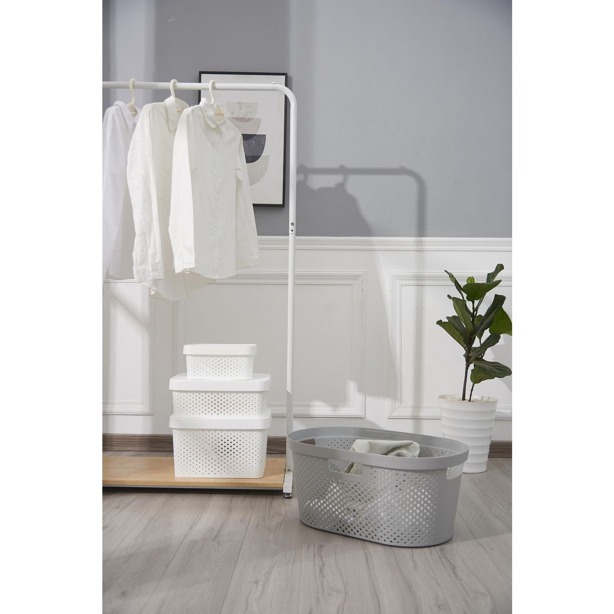 KLEINE WOLKE - Cesto de ropa gris 40 l