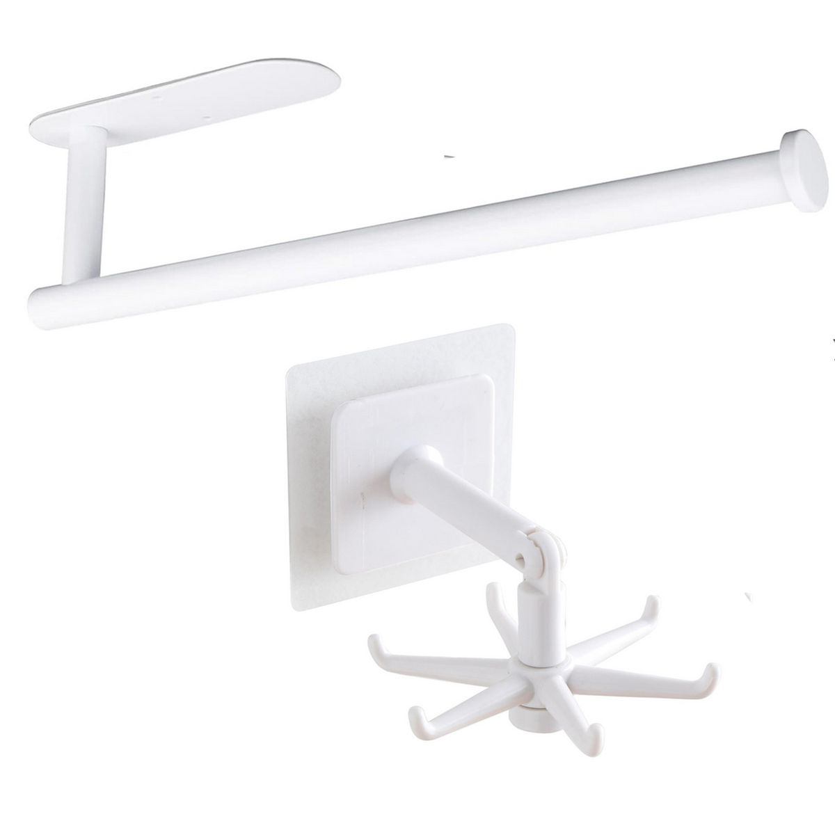 SENSI DACQUA - Portapapel Cocina adhesivo + Gancho cocina adhesivo blanco