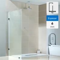 Mampara Ondas de Ducha Fija 100x190 cm Vidrio Templado 6 mm