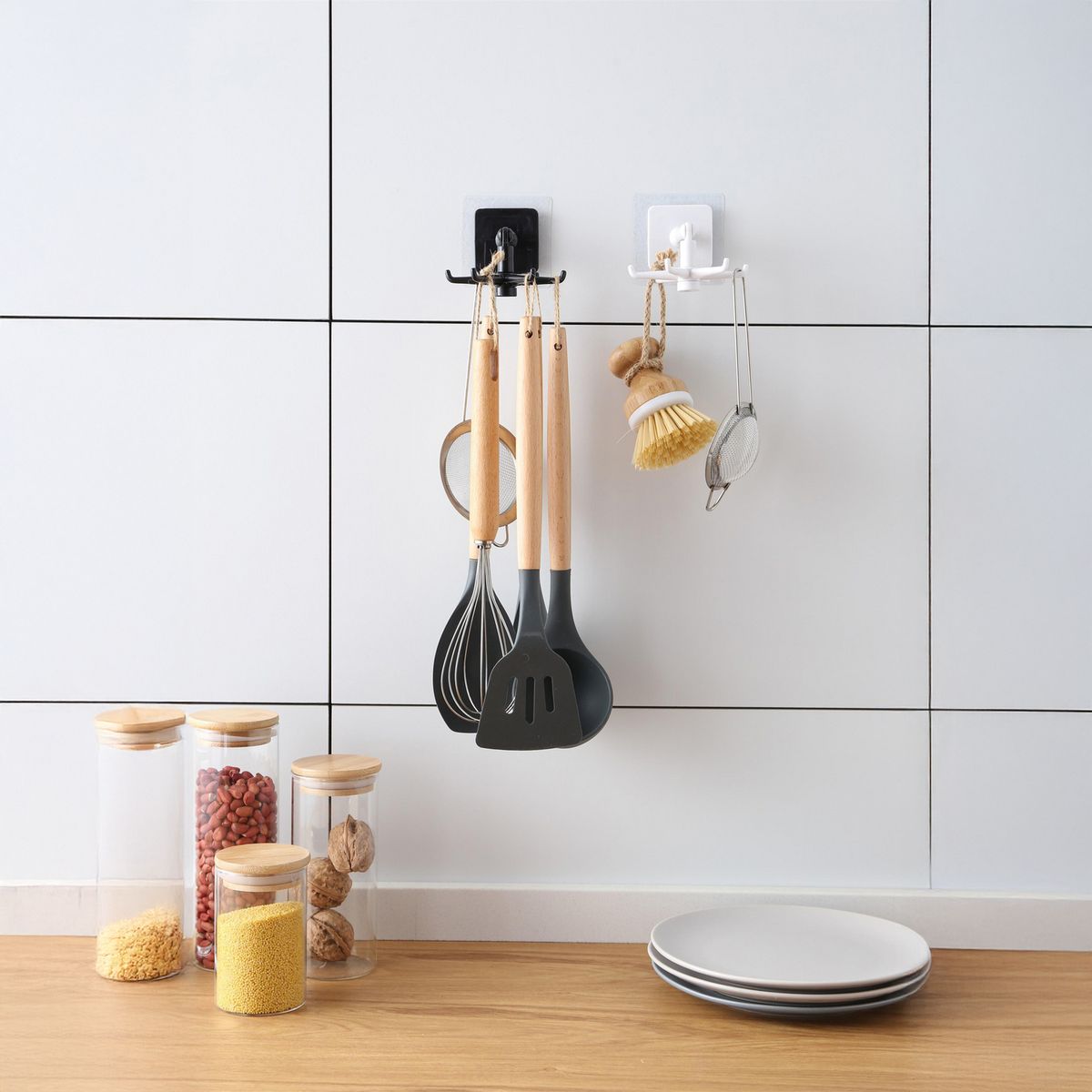 SENSI DACQUA - Gancho de Cocina Adhesivo Negro