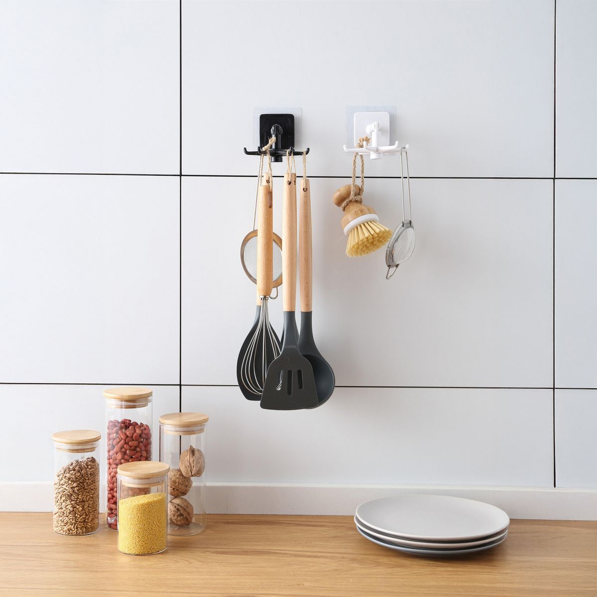 SENSI DACQUA - Gancho de Cocina Adhesivo Blanco