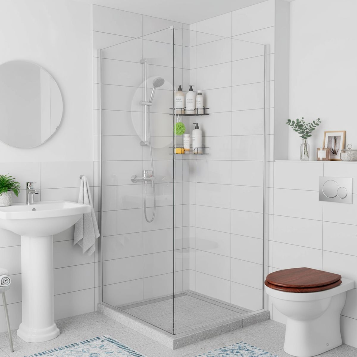 SENSI DACQUA - Set Dos Organizadoras Ducha Autoadhesivo Negro