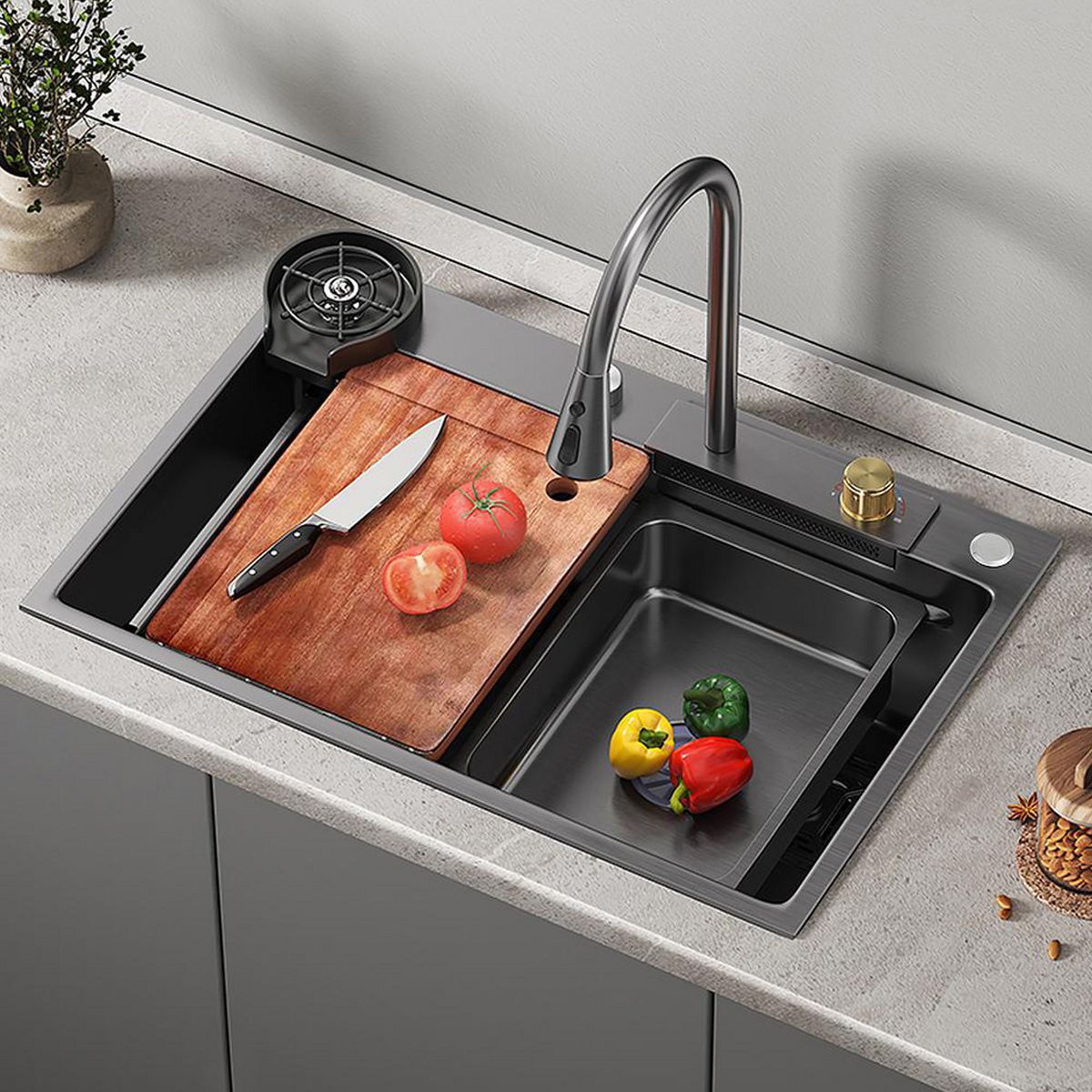 SENSI DACQUA - Lavaplatos con Accesorios 1 Cubeta 75x46x22 cm Acero inoxidable