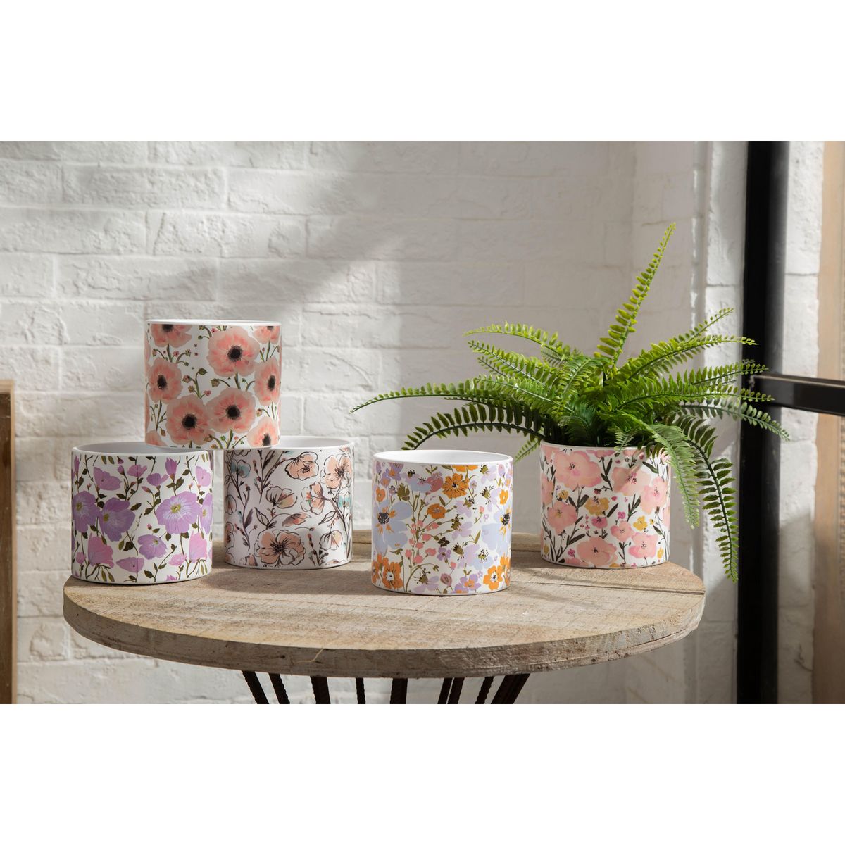 JUST HOME COLLECTION - Macetero de Cerámica 13x12.3 cm Blanco con Diseños Surtidos