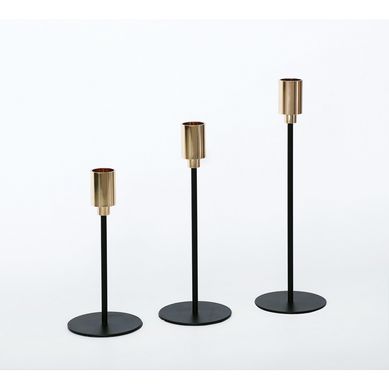 Set 3 candelabros metal 16 cm, 20c m y 24 cm