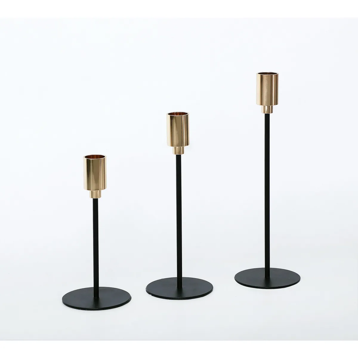 JUST HOME COLLECTION - Set 3 Candelabros Metal 16 cm 20 cm y 24 cm
