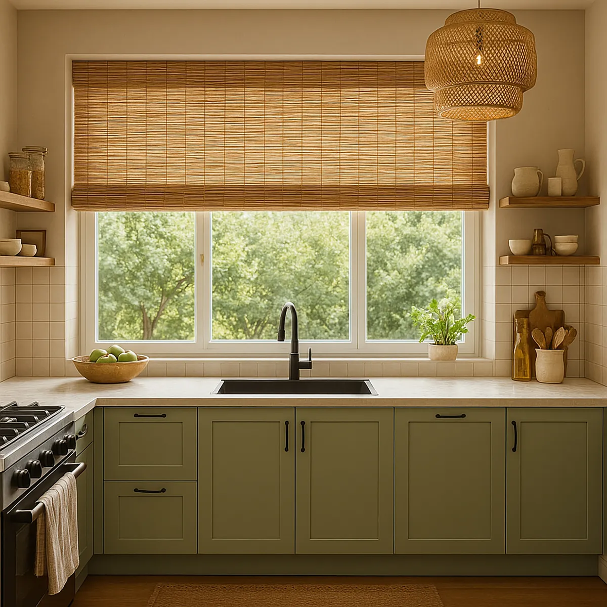 JUST HOME COLLECTION - Cortina Enrollable 180x180 cm Caña color Natural