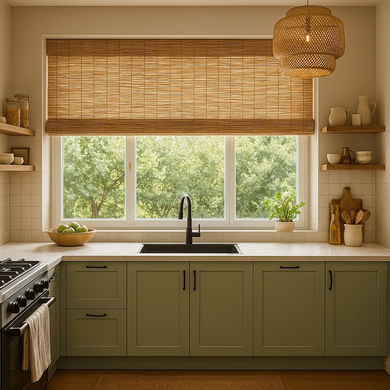 JUST HOME COLLECTION - Cortina Enrollable 180x180 cm Caña color Natural