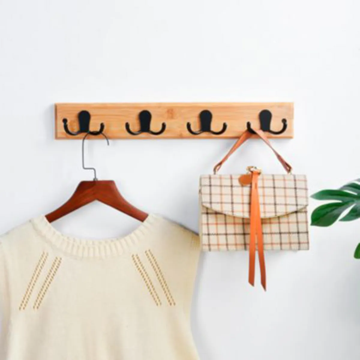 JUST HOME COLLECTION - Percha Doble Bambú Negro/café