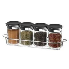 JUST HOME COLLECTION - Set de 4 Especieros con Rack de Metal