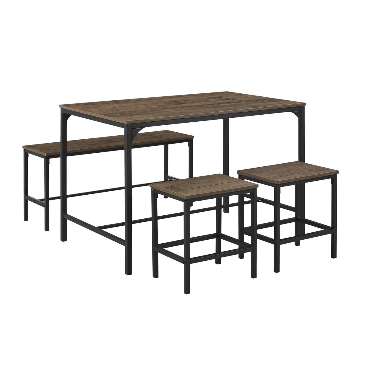 JUST HOME COLLECTION - Juego de Comedor Amana 4 Sillas Mesa Rectangular 70x75x110 cm Negro