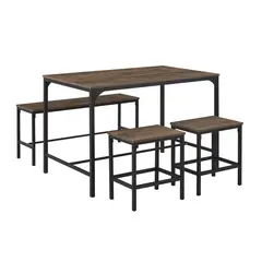 JUST HOME COLLECTION - Juego de Comedor Amana 4 Sillas Mesa Rectangular 70x75x110 cm Café/Negro