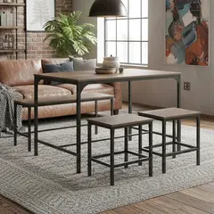 JUST HOME COLLECTION - Juego de Comedor Amana 4 Sillas Mesa Rectangular 70x75x110 cm Café/Negro