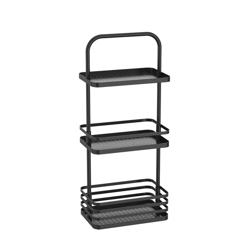 JUST HOME COLLECTION - Organizador de ducha 3 niveles 26x17x61.8 cm negro