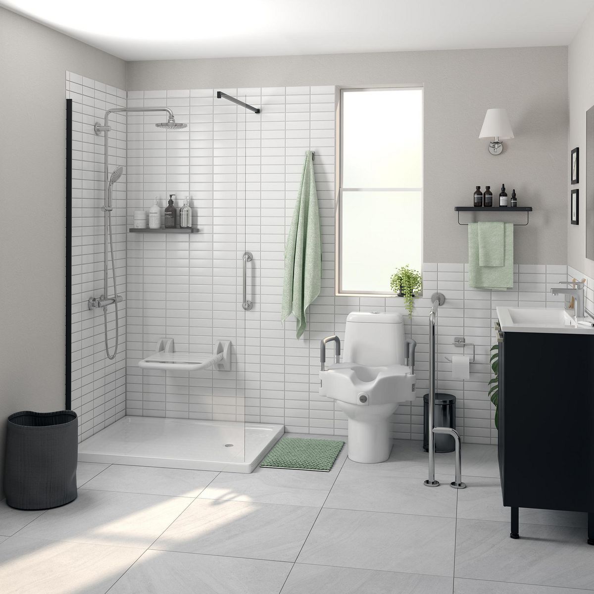 SENSI DACQUA - Barra Seguridad Fija Acero de Piso a Muro