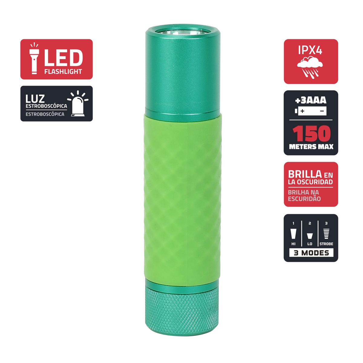 DAIRU - Linterna verde de mano 300 lm