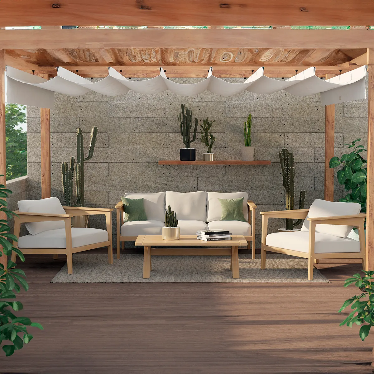 JUST HOME COLLECTION - Juego de Terraza Living Cali 5 Personas Gris