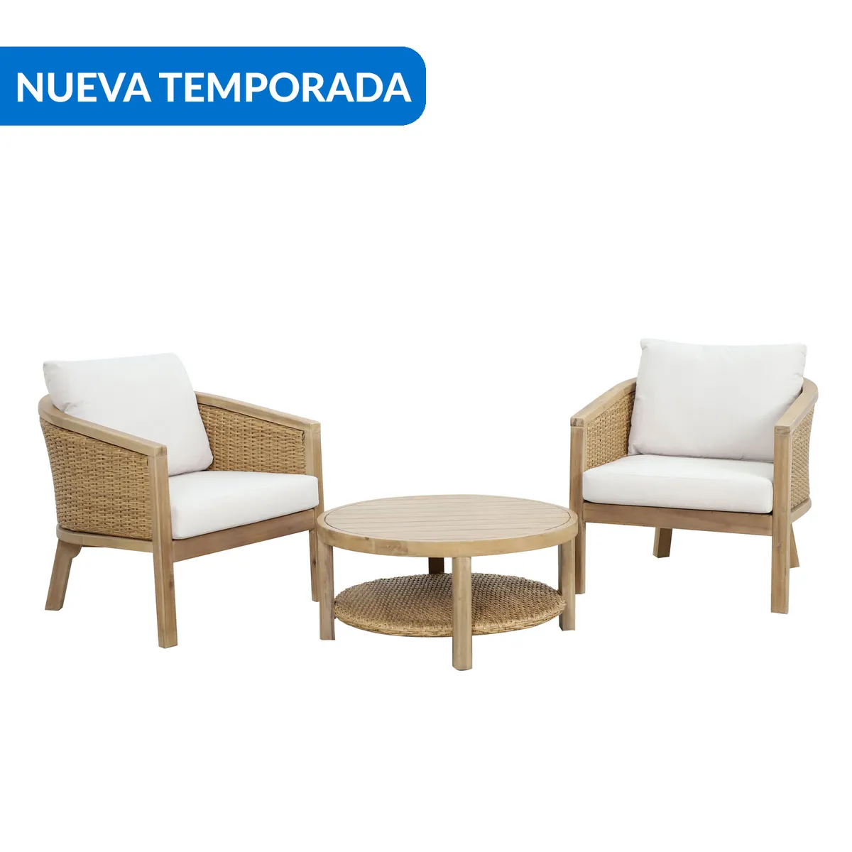 JUST HOME COLLECTION - Juego de Terraza Balcón de Madera Isla 2 Personas