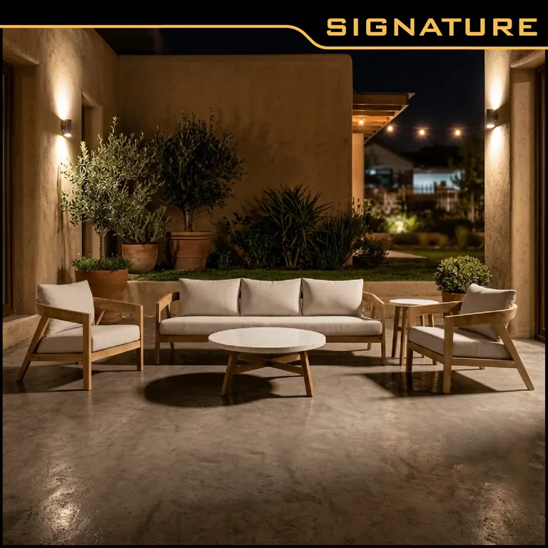 Juego de living terraza teca kubu 5 piezas