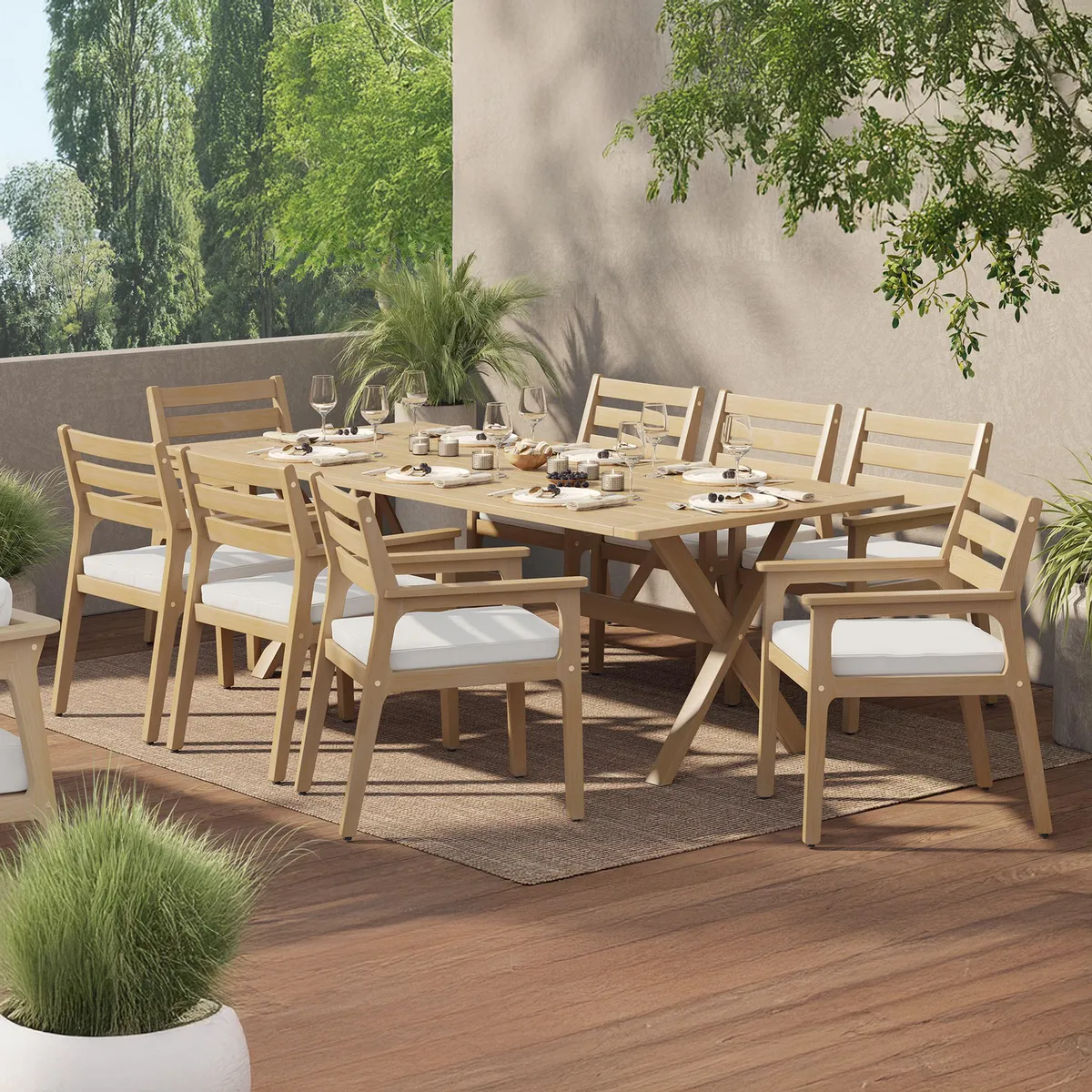 JUST HOME COLLECTION - Juego de Terraza Comedor Cali 8 Personas Natural