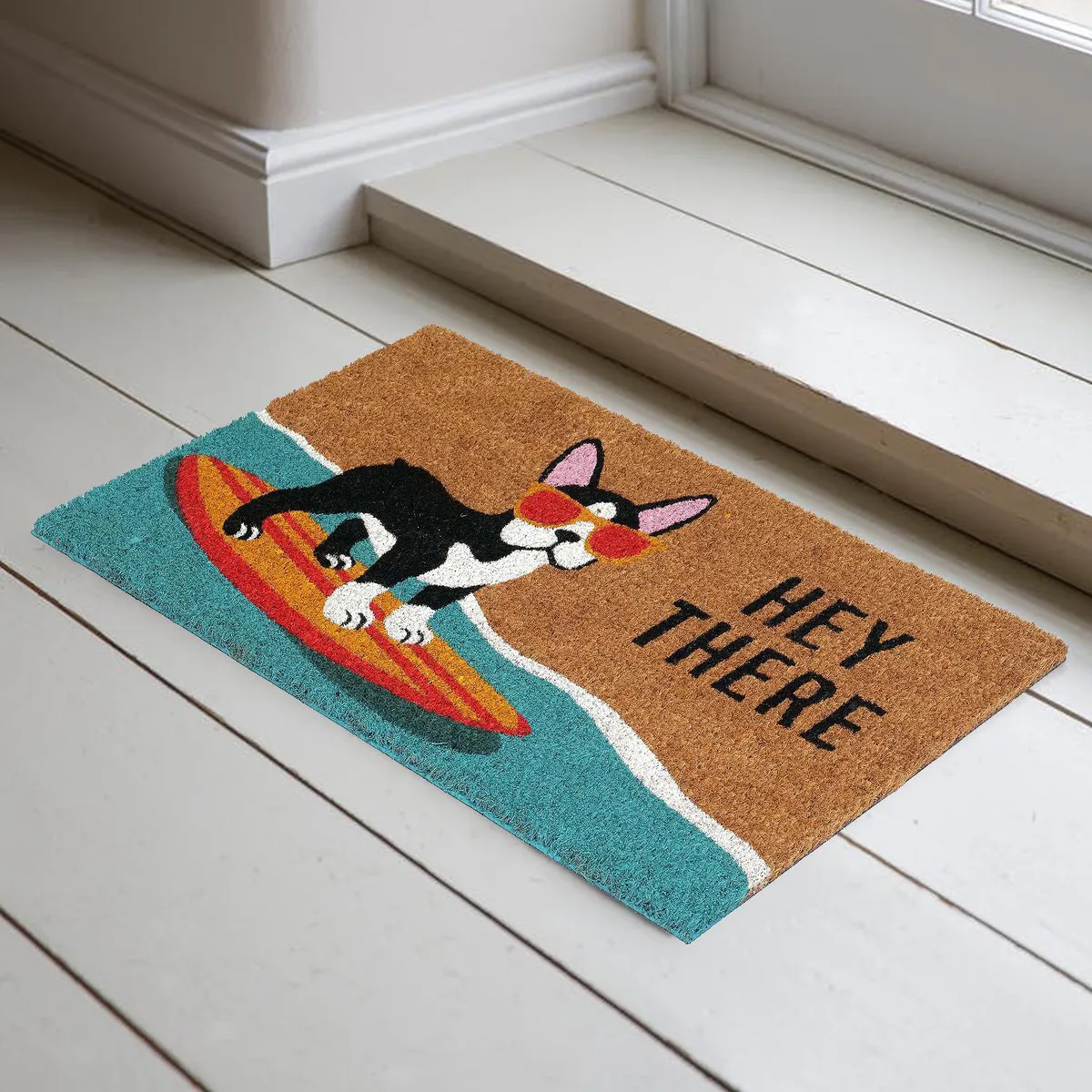 JUST HOME COLLECTION - Limpiapiés Pug Surf 45x75 cm PVC Multicolor